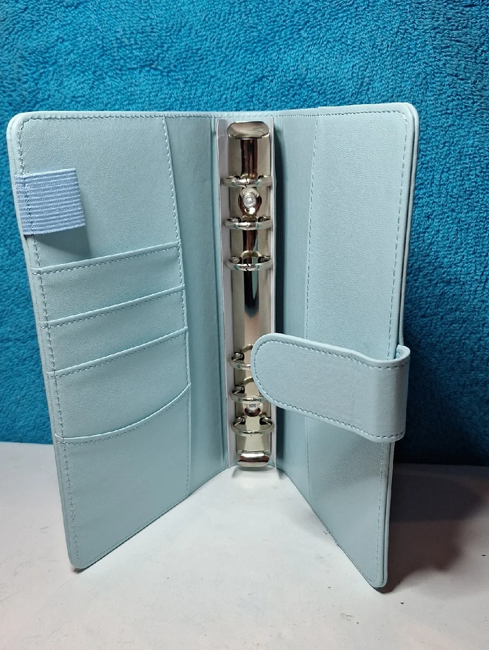 Sky Blue A6 Binder Budget Financial Planner Journal with 6 Pockets Inserts NEW